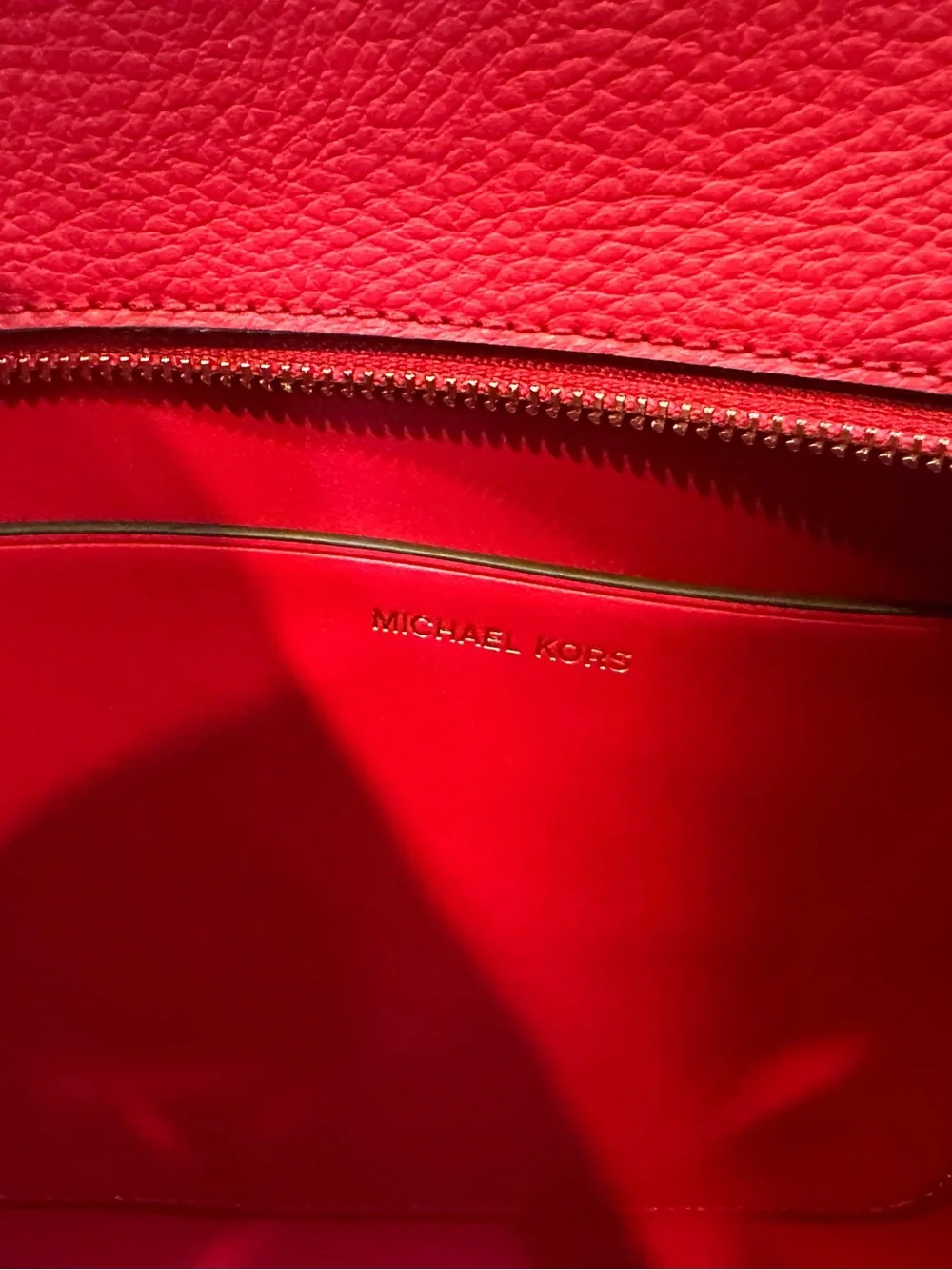 MWT Michael Kors Evelyn Large Raspberry Red Pebbled Tote Zip Top Shoulder Bag